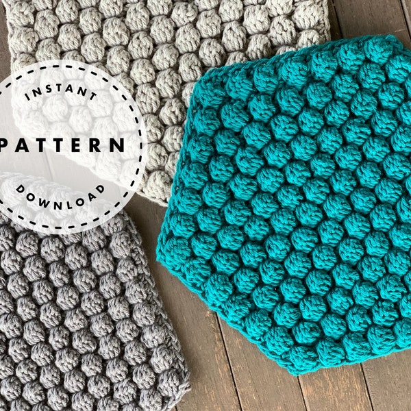 CROCHET PATTERN // Bobble Hexagon Trivet //  Modern Trivet Pattern // Textured Trivet Pattern