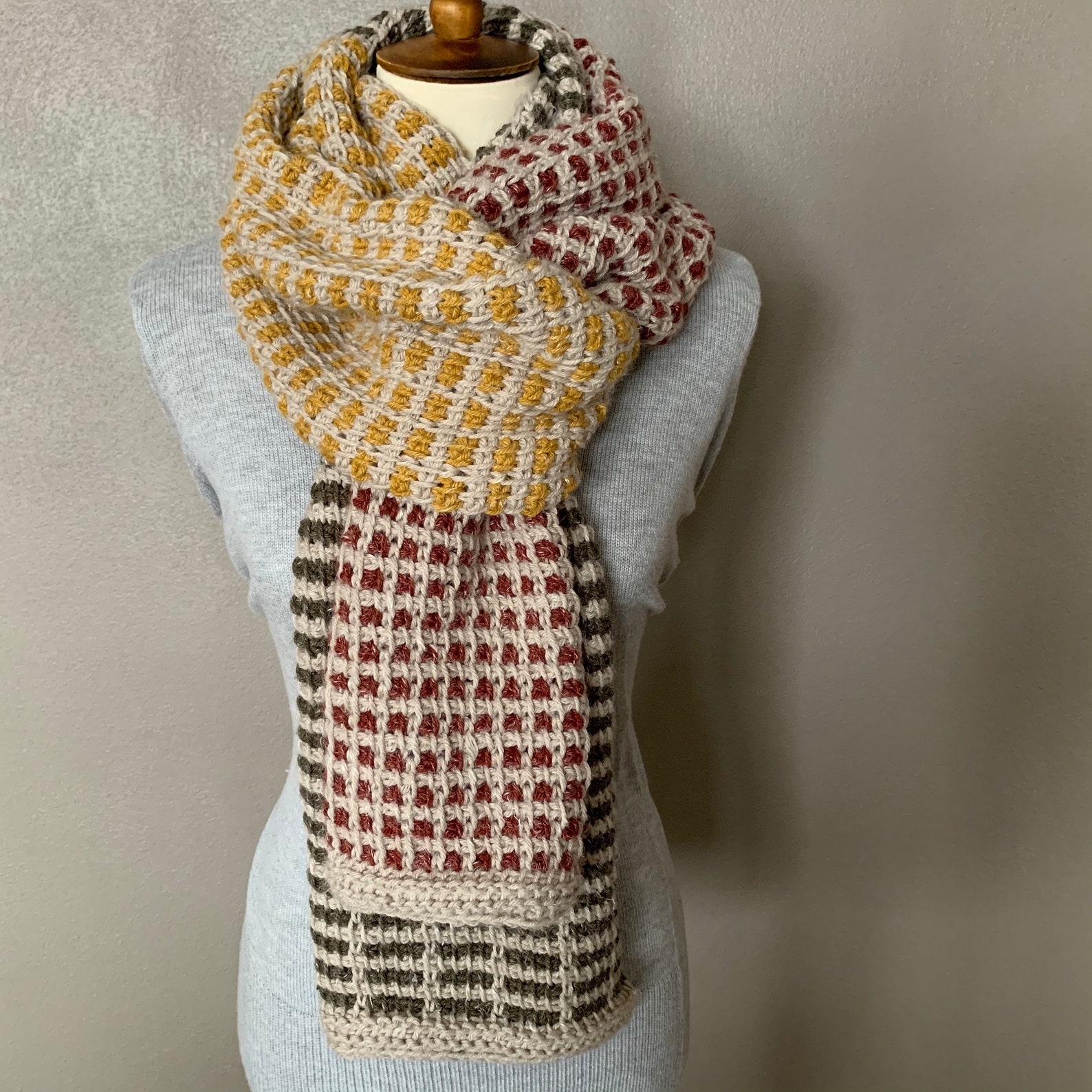Tunisian Crochet Scarf PATTERN // Modern Scarf PATTERN // Etsy