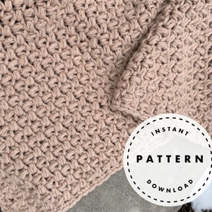 CROCHET PATTERN // Bulky Bias Farmhouse Throw // Modern Textured Throw