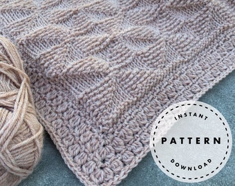 TUNISIAN CROCHET PATTERN // Tunisian Pinwheel Baby Blanket // Modern Blanket Pattern