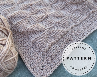 TUNISIAN CROCHET PATTERN // Tunisian Pinwheel Baby Blanket // Modern Blanket Pattern