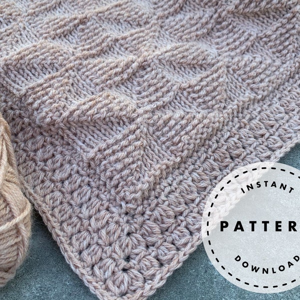 TUNISIAN CROCHET PATTERN // Tunisian Pinwheel Baby Blanket // Modern Blanket Pattern