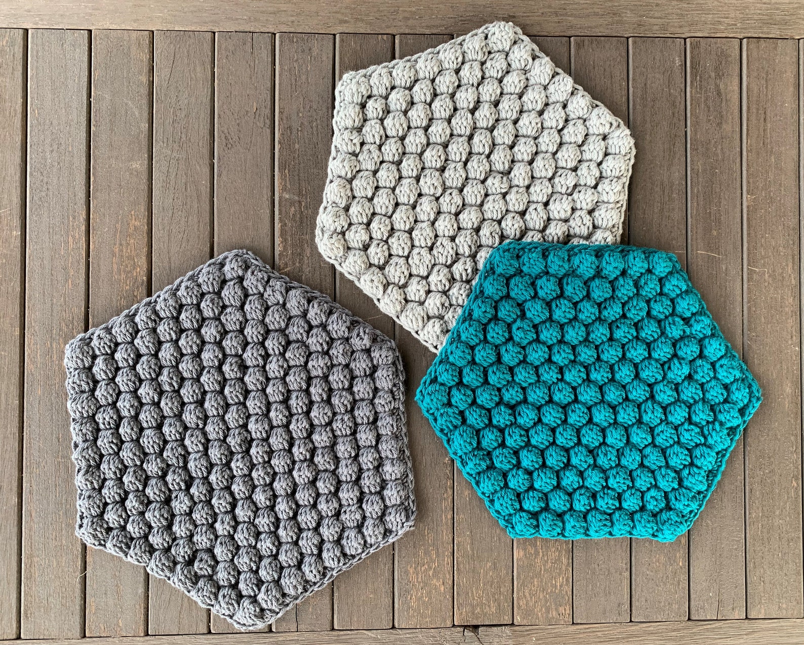 Bobble Hexagon Trivet // Crochet PATTERN // Modern Trivet Etsy