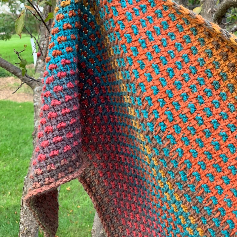 Dotty Shawl PATTERN // Tunisian Crochet Shawl PATTERN // Modern Triangle Shawl PATTERN image 3