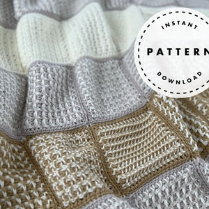 Tunisian Crochet PATTERN // Beach House Throw // Tunisian Crochet Sampler Blanket PATTERN