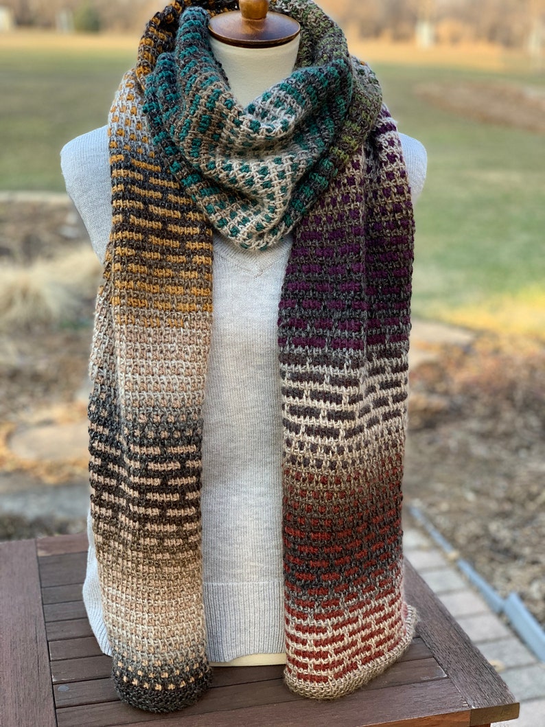 Tunisian Crochet PATTERN // Modern Scarf PATTERN // Color Etsy