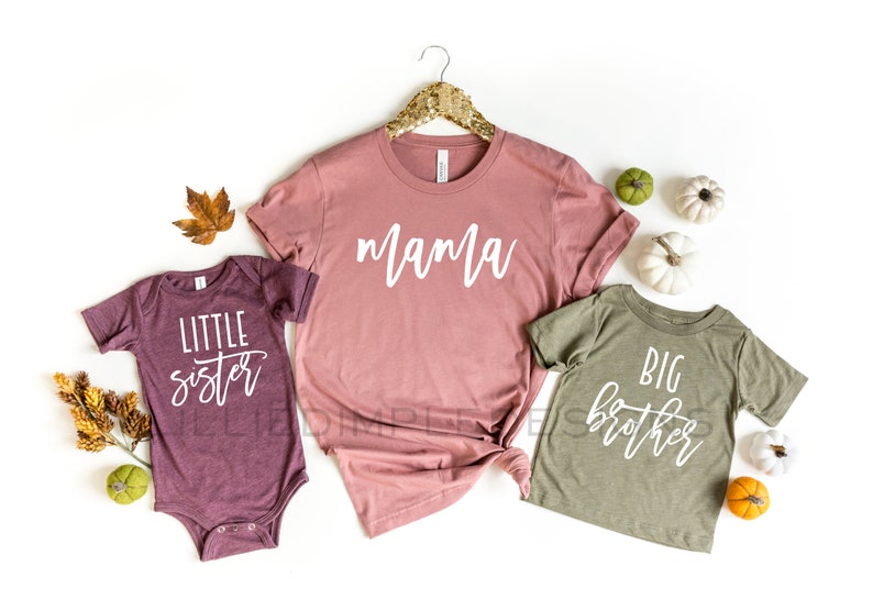 Mama Big Brother Little Sister | Matching Sibling Shirts | Mommy and me Shirts | Big Brother Gift 1W 