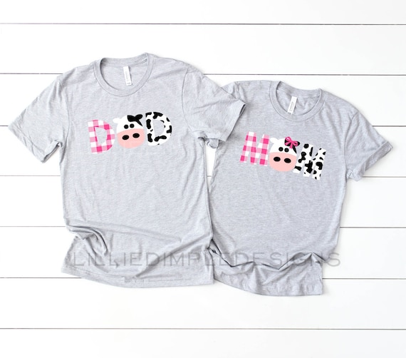 Girl Cow Mom or Dad Birthday Shirt pink 