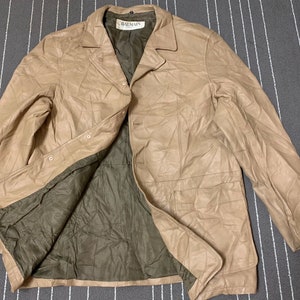 Vintage Pierre Balmain Wide Shoulders Leather Jacket Spring Style Over Coat