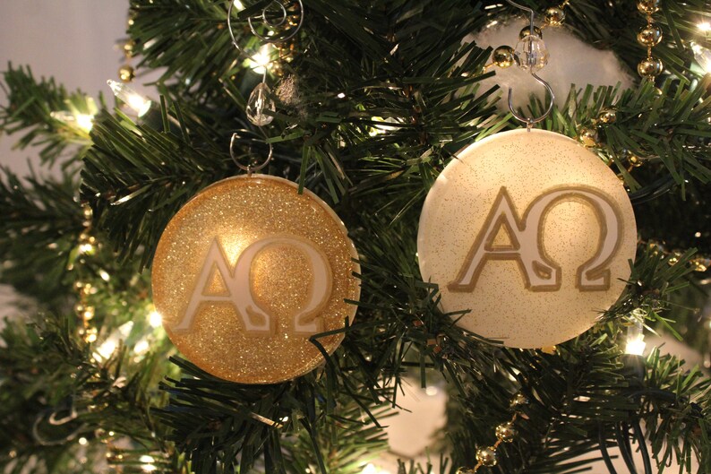 Alpha and Omega Chrismon Ornament white or Gold Etsy