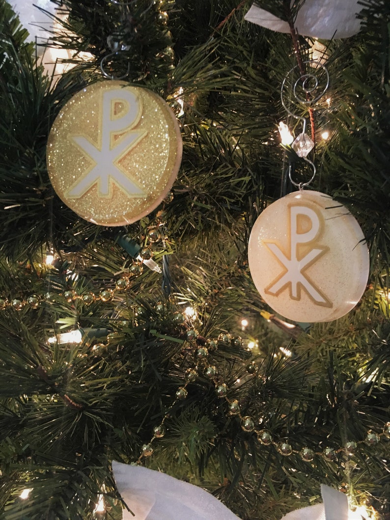 Chi Rho Chrismon Ornament white or Gold Etsy