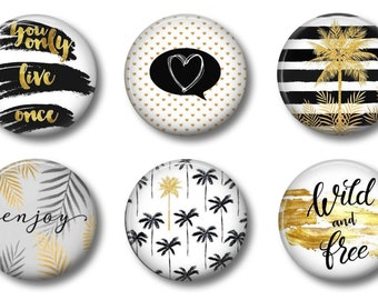 Black and Gold PALM TREE MAGNETS | Cute Locker Magnets For Girls | Refrigerator Magnets | Cute Whiteboard Magnets | Office Magnets