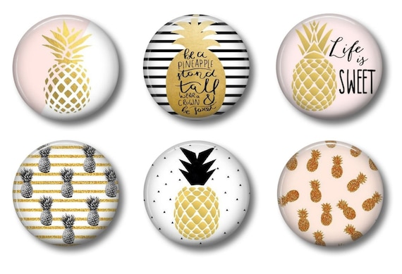 Pink and Gold PINEAPPLE MAGNETS | Cute Locker Magnets For Girls | Refrigerator Magnets | Cute Whiteboard Magnets | Office Magnets