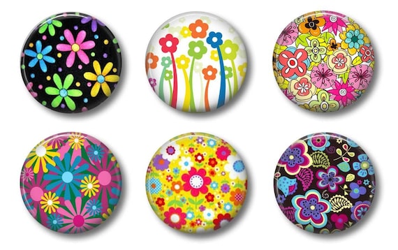 FUNKY FLOWER MAGNETS Cute Locker Magnets For Teen Girls Whiteboard Office or Fridge Gift Set of 6