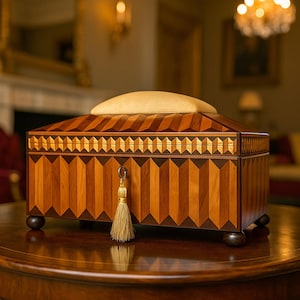 Antique Box - Intricately Inlaid Sewing Box