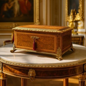 Antique Victorian Burr Walnut Jewellery Box by Paul Sormani - c.1870