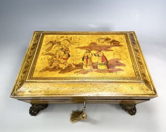 Regency Yellow Lacquer Jewellery Casket 18th Century