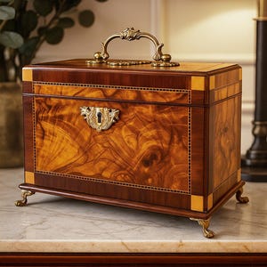 George II Figured Yew Tea Caddy - c. 1750-1760