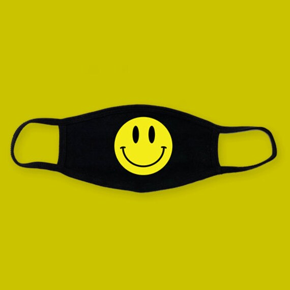 Smiley 100 Cotton Face Mask With Soft Cotton Ear Loops Made Etsy Smiley 100 Cotton Face Mask With Soft Cotton Ear Loops Made Etsy