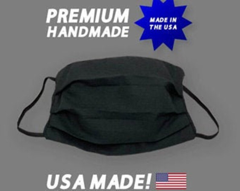 100 Cotton Black Face Mask Made in USA Washable and Etsy