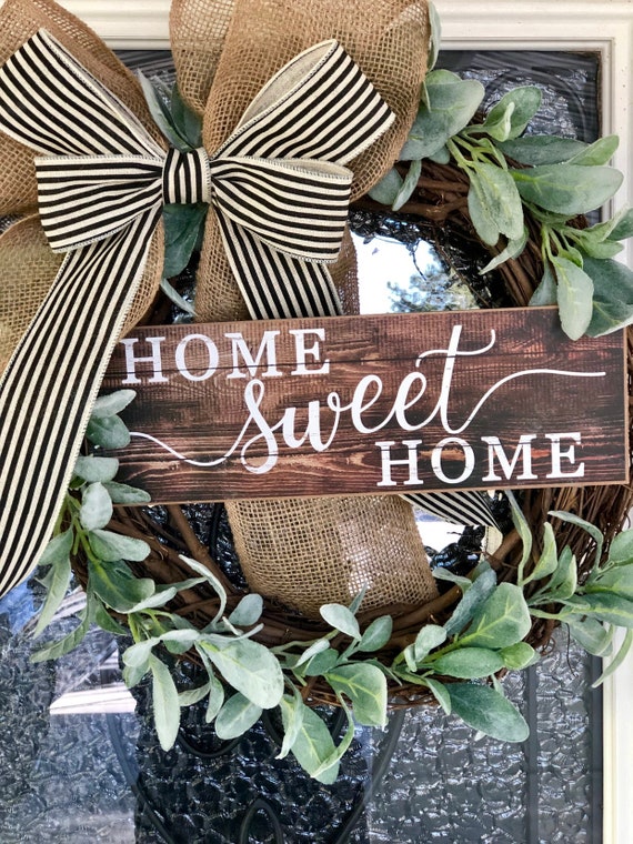 Farmhouse Wreath Grapevine Wreath Home Sweet Home Front | Etsy