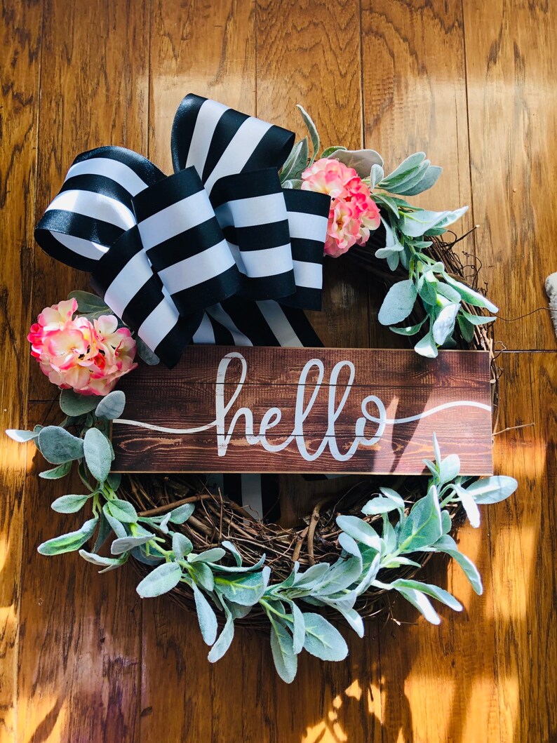 hello Summer Grapevine Wreath Farmhouse Wreath Door Decor Summer Wreath Front Door Wreath Summer Farmhouse Wreath Front Door Wreath