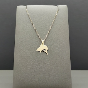 Dainty Gold Shark Charm, 14-Karat Solid Gold Necklace, Yellow Gold, Thin Gold Chain Necklace, Shark Pendant, Fish Jewelry, Gift For Daughter
