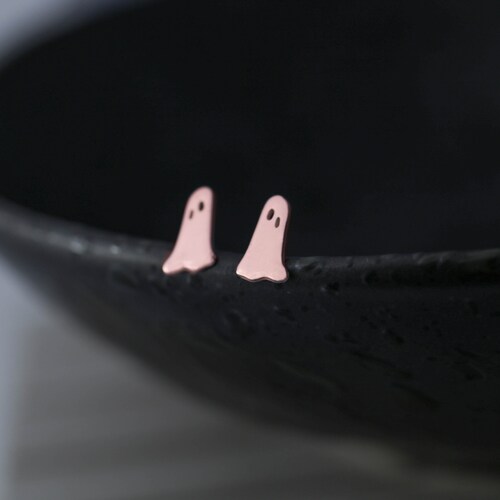 Tiny Ghost Earrings, 14 Karat White Gold Earrings, Halloween Earrings, Mini shops Ghost Studs, Spooky Gold Studs, Halloween Jewelry, Gift For Her
