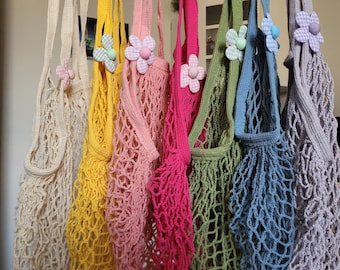 Beach tote bag, 100% natural cotton, recyclable, shopping mesh bag