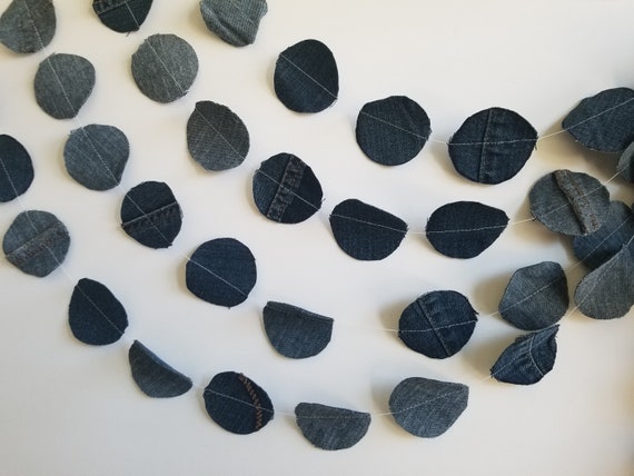 Denim Garland Upcycled Denim Party Decor Birthday Decor Etsy