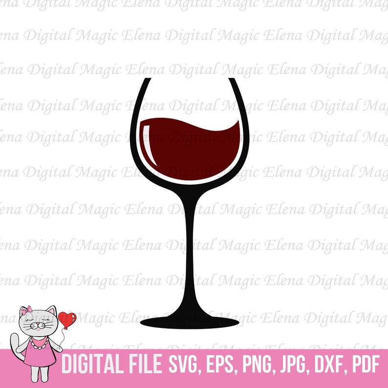 Wine Glass SVG Silhouette Cut Files Cricut EPS PNG Svg image 0.