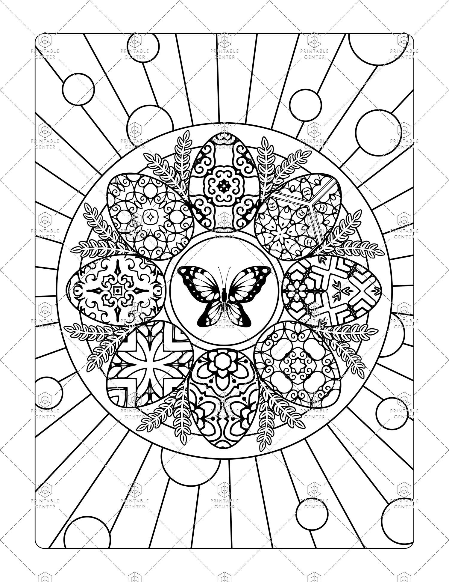 Easter Egg Coloring Page with Butterfly | Etsy