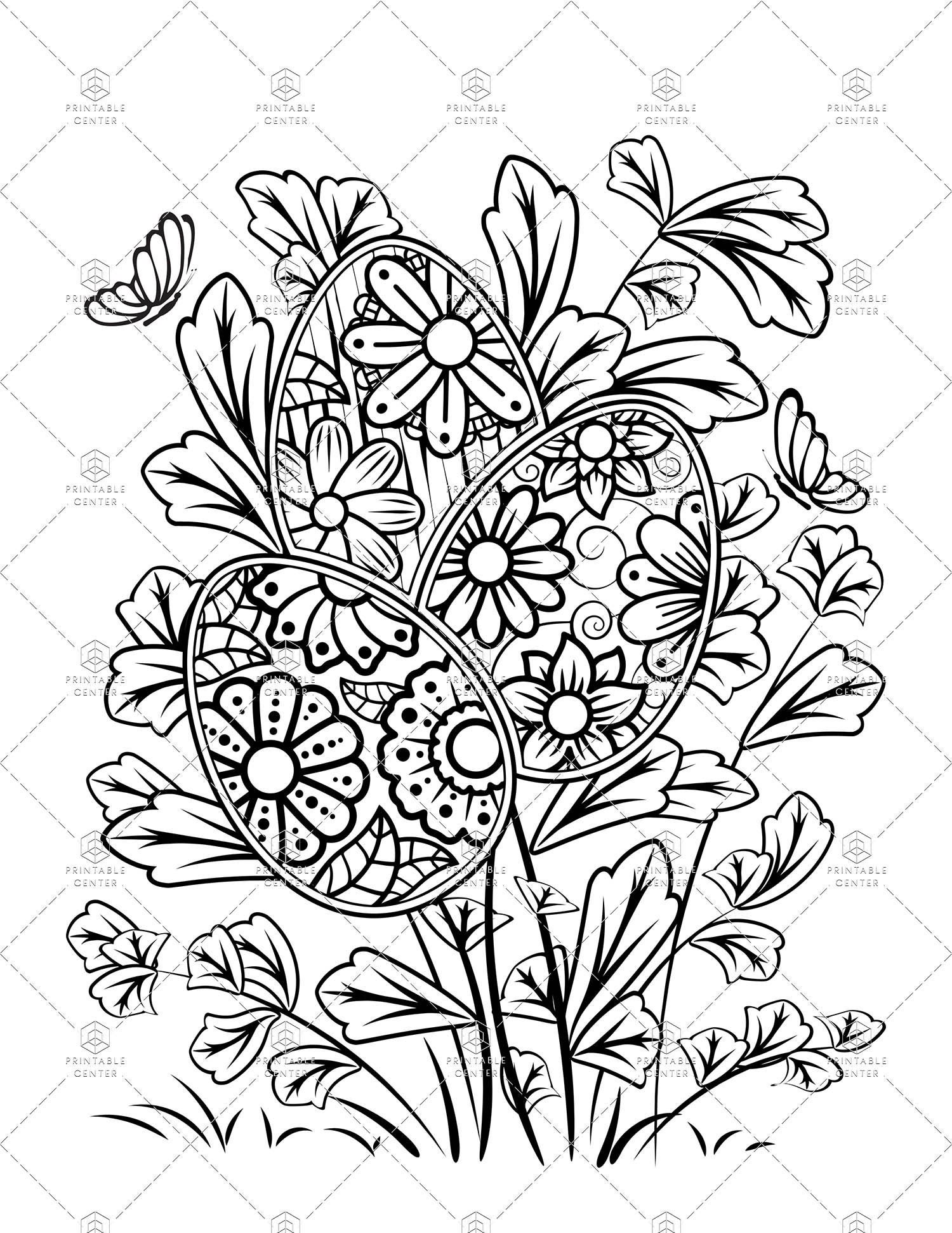 Easter Egg Bouquet Coloring Page | Etsy