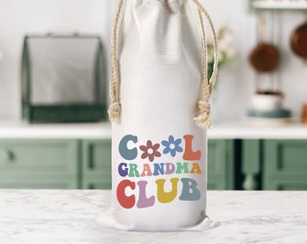 Cool Grandma Club Wine Tote Bag - Wine Gift Bag for Grandma - Mother's Day Gift Bag - Custom Gift Wine Bag - Wine Bottle Bag