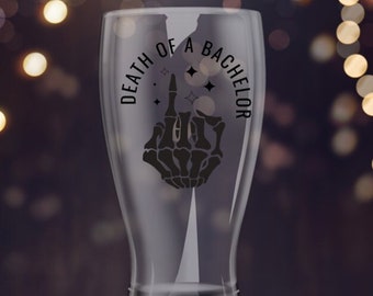 Personalized Death of a Bachelor Pilsner Beer Glass for Groom