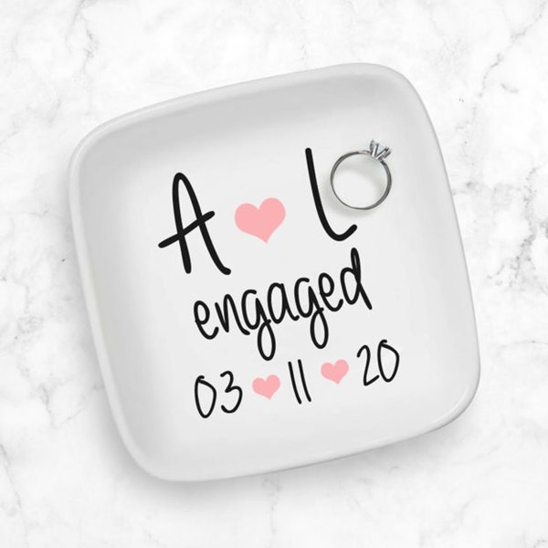 Personalized Jewelry Dish for Newly Engaged Couples