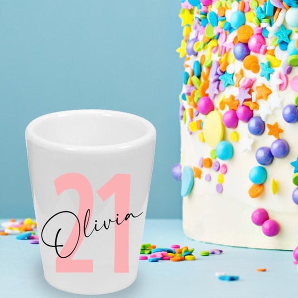 21st Birthday Personalized Shot Glasses - Any Age - Birthday Party Gift - Custom Shot Glass - 21 Birthday Gift - Last Minute Gifts