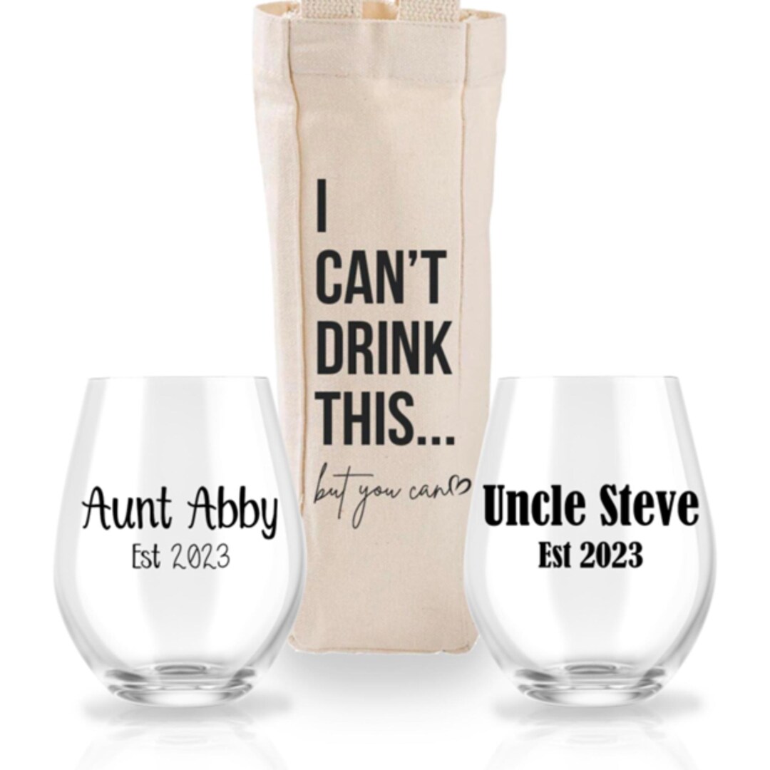 Promoted to Aunt and Uncle - Wine & Beer Glass Set - Pregnancy ...