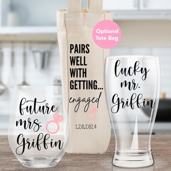 Perfect Wedding Planning Presents For The Happy Couple - Future Mrs Lucky Mr Glasses - Engaged - Gift for Her