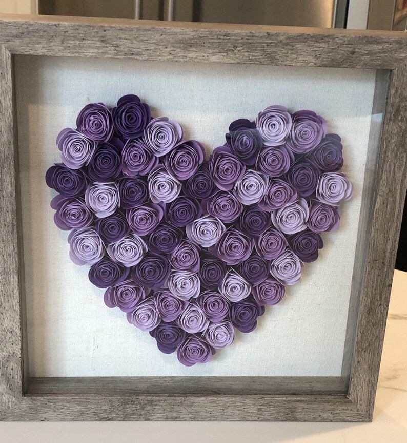 Custom Paper Flower Heart Shadow Box 1st Anniversary Gift. Etsy