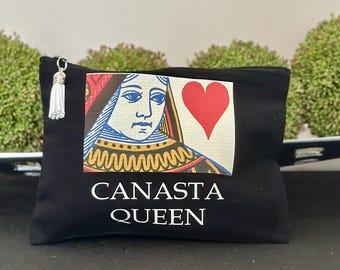 Canasta Queen Canvas Pouch: Personalized Cosmetic & Money Bag