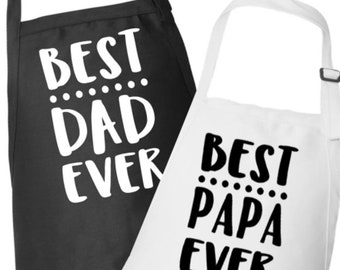 Best Papa Ever - Custom Cooking Apron - Father's Day Gift - Kitchen Apron with Pockets