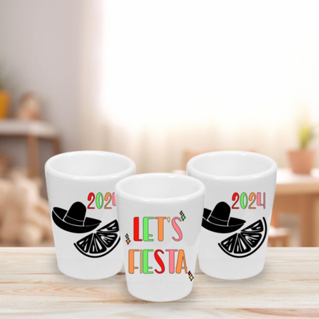 Let's Fiesta Shot Glass, Mexican Vacation Shot Glass, Custom Party ...