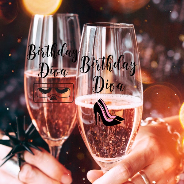 Personalized Birthday Diva Champagne Flute