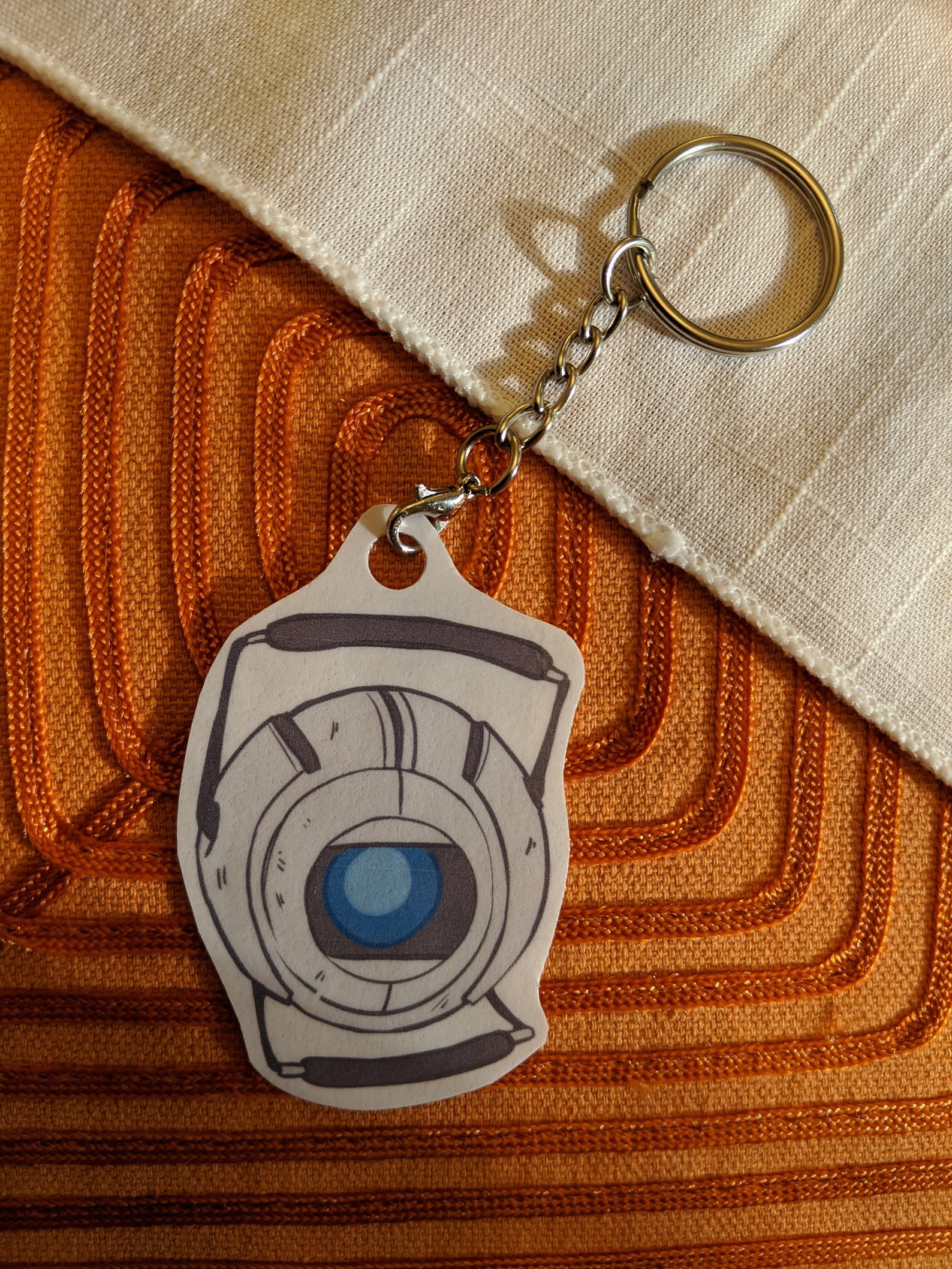 Portal Themed HandCut Laminated Paper Keychain Etsy