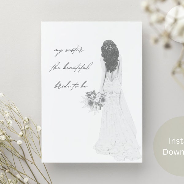 Bridal Shower Card - Bridal Shower Card For Sister - Instant Download