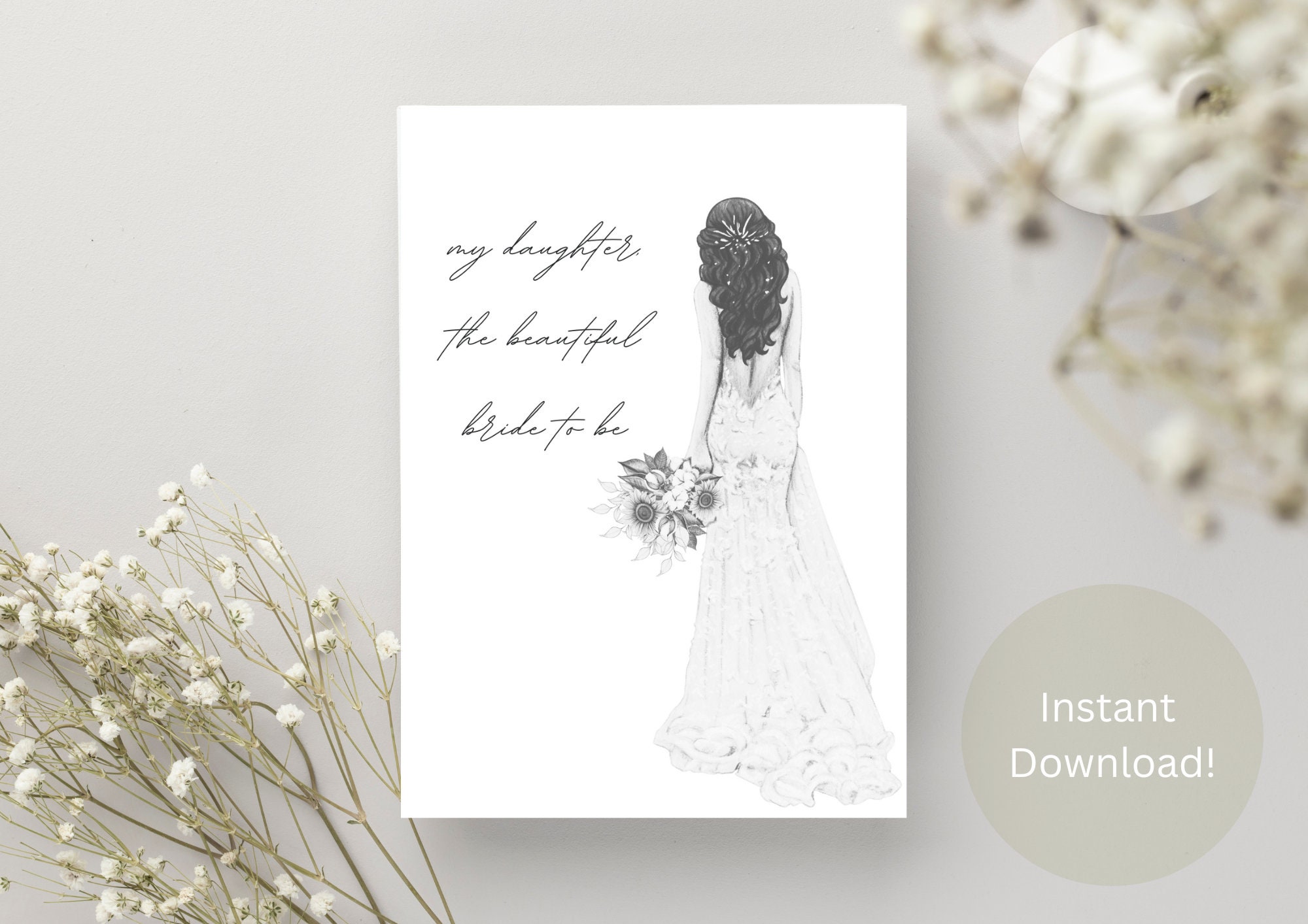 Daughter Bridal Shower Card - Bridal Shower Card From Mother - Instant  Download