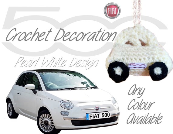 Espejo De Ganchillo Hecho a Mano Colgante De Decoración del Coche Fiat 500 Accesorio-Diseño Azul