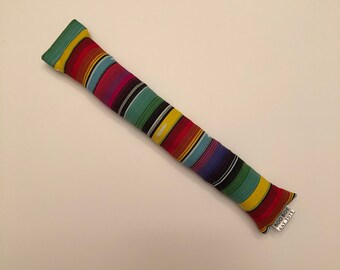 Jumbo Refillable Catnip and Silvervine Kicker | Rainbow print Canvas Cat Toy | XL extra large