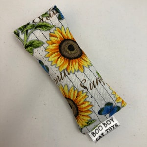 Pequeña hierba gatera recargable y Silvervine Kicker / patrón de girasol Lienzo Juguete para gatos con hierba gatera orgánica y Silvervine